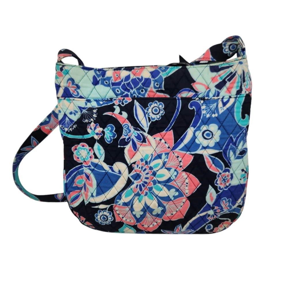 Vera Bradley Lotus Flower Quilted Fabric Crossbody Hipster Purse Bag